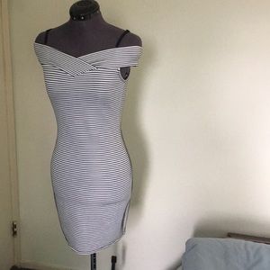 Black and white striped dress